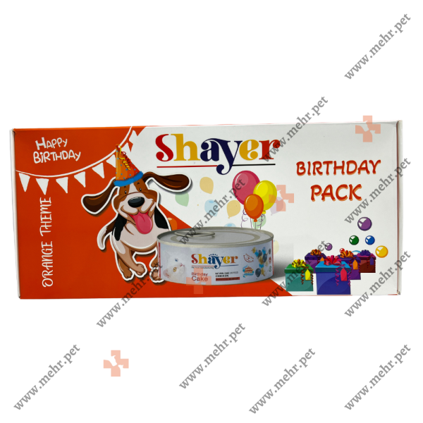 پک تولد سگ شایر طعم مرغ نارنجی|Shire dog birthday pack with orange chicken flavor