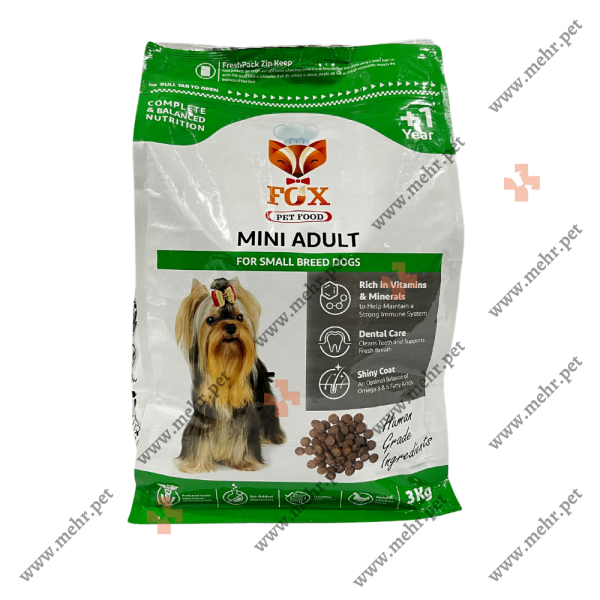 غذای خشک سگ فاکس بالغ نژاد کوچیک 3kg|Dry food for adult Fox small breed dog 3kg